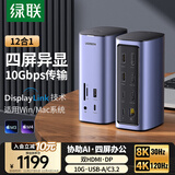 绿联Type-C双HDMI/DP四屏异显立式扩展坞DisplayLink多屏雷电4/5拓展坞10G传输适用Macbook M1234