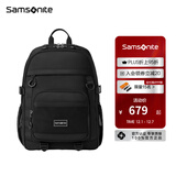 新秀丽（Samsonite）中学生背包 多夹层大容量双肩包 大口袋减负书包 NW4*09302 黑色