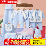 班杰威尔（Banjvall）婴儿衣服春秋季新生儿衣服纯棉刚出生宝宝衣服满月送礼礼盒套装 保暖小锦鲤蓝色 59cm (0-4个月)新生礼