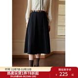 独束[神裙3.0版]独束大码女装高腰半身裙女秋冬微胖mm遮胯显瘦A字裙 静谧黑 2XL