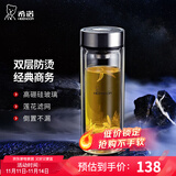 希诺（HEENOOR）双层玻璃杯男士办公泡茶杯送礼耐高温大容量水杯中秋节礼物礼盒 经典-迷你款180ml