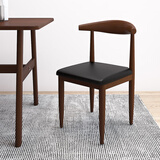 虞萌馨迪家具餐椅北欧风牛角椅靠背椅简约经济书房凳子卧室家用仿实木椅子 胡桃色+黑色【PU款】 小牛角椅