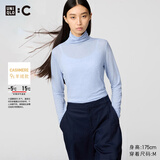 优衣库女装HEATTECH EXTRA WARM 混纺高领T恤/长袖 9%羊绒 478954 478954/61水蓝色 XL