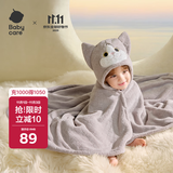 babycare婴儿浴巾暖绒洗澡巾光暖黑科技斗篷浴袍-卷卷德文猫-105*105cm