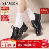 意尔康女鞋深口低跟小皮鞋通勤复古英伦风单鞋女 13300W黑色40