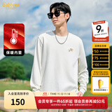 卡宾（CABBEEN）【万针刺绣】花卉卫衣男2024秋季新款潮牌套头圆领长袖上衣 米白色加绒款 L /175/50