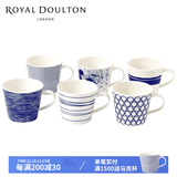 Royal Doulton英国皇家道尔顿陶瓷马克杯咖啡杯创意笔触蓝白太平洋北欧简约 260ml小号六件套