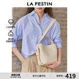 拉菲斯汀门票福桶包2025新款真皮单肩斜挎包女小众手提水桶包 621896 椰奶白【头层牛皮大号】