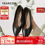 意尔康女鞋细跟通勤工作鞋浅口时装高跟鞋单鞋女春秋 26901W黑色38