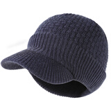 Siggi 帽子男秋冬天潮帅气羊毛毛线帽针织帽加厚保暖护耳帽冬帽 藏青色 约59-62CM