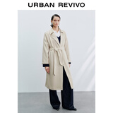 UR2025秋季新款女装气质腰带大衣呢料外套UWM150032+ 粉白 S