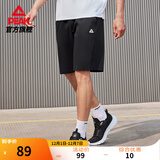 匹克运动短裤男夏季宽松透气薄款针织五分裤休闲短裤跑步运动裤男裤子 黑色 M (170)