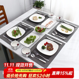 CM live西餐餐具全套简约家用黑线陶瓷西餐盘子牛排盘子刀叉套装情侣餐具 方盘四人套餐