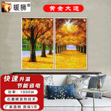 暖狮 石墨烯壁画式电热取暖器家用电暖器电暖节能省电墙暖电暖画电热板取暖画壁挂式取暖电器取暖壁画 黄金大道 2片1000W(供暖10-12平方）