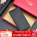 鳄鱼恤头层牛皮鳄鱼纹大气男士长款钱包竖款票夹男生日礼物送男友CT090