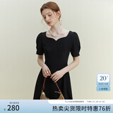 范思蓝恩黑色法式气质显瘦连衣裙女夏季赫本风小黑裙设计感12125 黑色 M