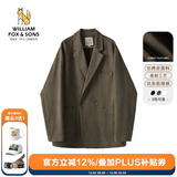 William fox&sons威廉福克斯仿麂皮绒小西服男轻商务复古宽松易打理便西休闲西装男 咖色(双排扣） XL /52
