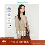 茵曼轻薄简约无领短款羽绒马甲冬女装内搭外穿外套上衣 浅卡其 XL