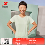特步（XTEP）短袖t恤衫男女夏季吸湿排汗圆领半袖透气宽松休闲百搭潮流短袖 0170凌波绿-女 L