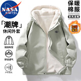 NASA MARVEL棉衣男棉服男冬季外套面包服羊羔绒连帽潮牌加绒加厚百搭情侣装