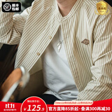 马登工装美式复古条纹棒球衫男士衬衣外套春秋薄款宽松长袖衬衫男上衣 条纹 【男生衬衫/轻奢高级感】 L （175/96A）
