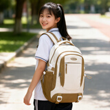 Edison初中生书包大容量背包男女生高中学生双肩包K08-7-咖啡色