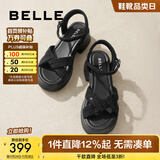 百丽（Belle）满钻条带繁星休闲凉鞋女商场款厚底凉鞋A9S2DBL4 黑色 35 (225mm)