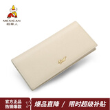 稻草人（MEXICAN）女士钱包头层牛皮多功能零钱包多卡位拉链手拿钱包生日礼物送妈妈 长款-白色