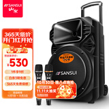 山水（SANSUI）A12-66 12吋广场舞音响 户外音响卡拉ok重低音蓝牙音响 便携式K歌移动舞台拉杆音箱大功率扩音器 旗舰版（12寸重低音+双麦）