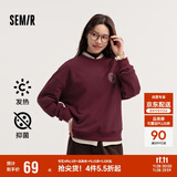 森马（Semir）[商场同款]女oversize发热抗菌2024冬季绣花抓绒上衣101724116004