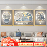 瑞尚（RUISHANG） 北欧客厅装饰画轻奢沙发背景墙挂画简约墙上壁画餐厅玄关墙画 家和万事兴A 左右60*80+中间110*80晶瓷面金框