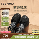 天美意女凉鞋商场同款水钻厚底休闲时尚女鞋2025新款 黑色 37