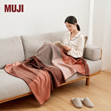 MUJI 羊毛披巾 围巾围脖男女 秋冬季 披肩 保暖 橙色格纹/120*200cm