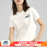 斯凯奇（Skechers）女装2025秋冬新款圆领透气半袖跑步运动上衣休闲时尚短袖女T恤衫 棉花糖白/全棉透气 L (165)