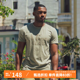 AKSERIESAK男装复古AK字母经典晕染印花亲肤舒适圆领休闲短袖T恤男1700083 卡其色 M