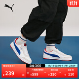 彪马（PUMA）经典复古透气小白鞋男女撞色休闲板鞋运动鞋COURT 371931 白-水泥灰-亮蓝-05 36