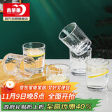 青苹果耐热玻璃水杯咖啡杯220ml6只 家用冰川锤纹茶杯洋酒杯啤酒杯