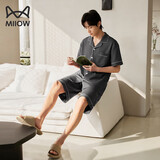 猫人【100%纯棉】男士睡衣男夏季防螨抑菌短袖短裤睡眠家居服25年新品