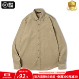 马登工装 美式休闲灯芯绒纯棉长袖衬衫叠穿内搭外套条绒衬衣男秋 浅卡其 S