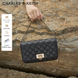 CHARLES&KEITH经典菱格链条小方单肩斜挎包包女包生日礼物CK2-70160131 Black黑色 小包