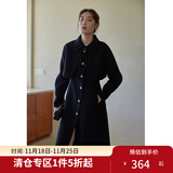 独束大码女装气质时尚毛呢两件套冬季新款胖mm两穿式双面呢大衣女 静谧黑 M