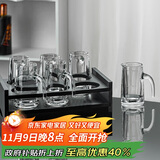 青苹果白酒杯二两杯刻度分酒器玻璃酒壶6只 家用饭店用