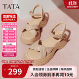 他她TATA休闲厚底凉鞋女鞋法式气质时装凉鞋2025夏季CXT01BL5 杏色 38