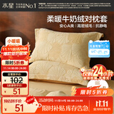 水星家纺枕套牛奶绒冬季双面保暖对枕套抗静电A类枕头罩一对装双人48x74cm