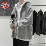 NEW OR MODE开衫卫衣男士潮流牌韩版宽松慵懒风休闲连帽外套学生上衣服男装 灰色 L