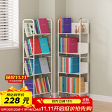SOFS移动书架带轮落地宝宝儿童绘本架简易铁艺小型矮书柜学生床头书架 【升级钢板】移动窄款4层_有轮子