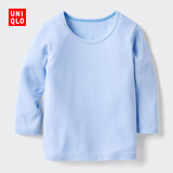 优衣库婴幼儿宝宝HEATTECH棉混纺圆领T恤/长袖保暖衣秋衣478444 61 水蓝色 100