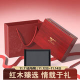 七匹狼钱包男士真牛皮零钱夹木质礼盒送男友老公送爸爸长辈生日实用礼物