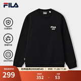 斐乐（FILA）官方男子加绒保暖卫衣秋冬季时尚休闲简约圆领套头衫长袖上衣男装 【加绒】正黑色-BK M