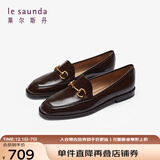 莱尔斯丹[墨金爵士]2025新款英伦乐福鞋女单鞋通勤小皮鞋10501 深咖啡色 TML 36